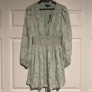 Lulu's Mint Floral Textured Dress